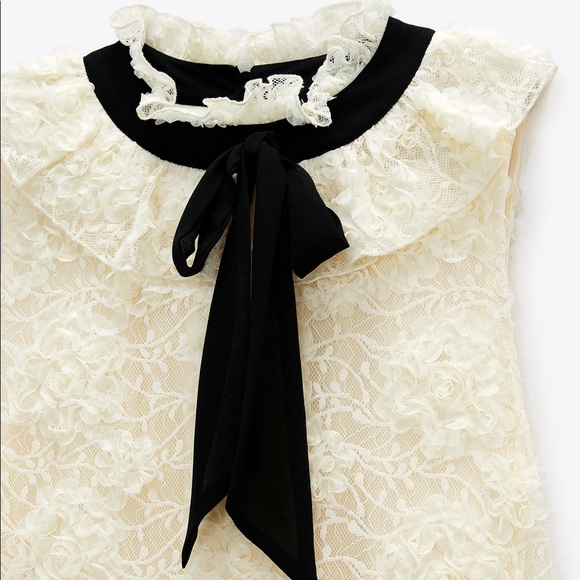 ZARA Lace Dress with Bow - Picture 3 of 4